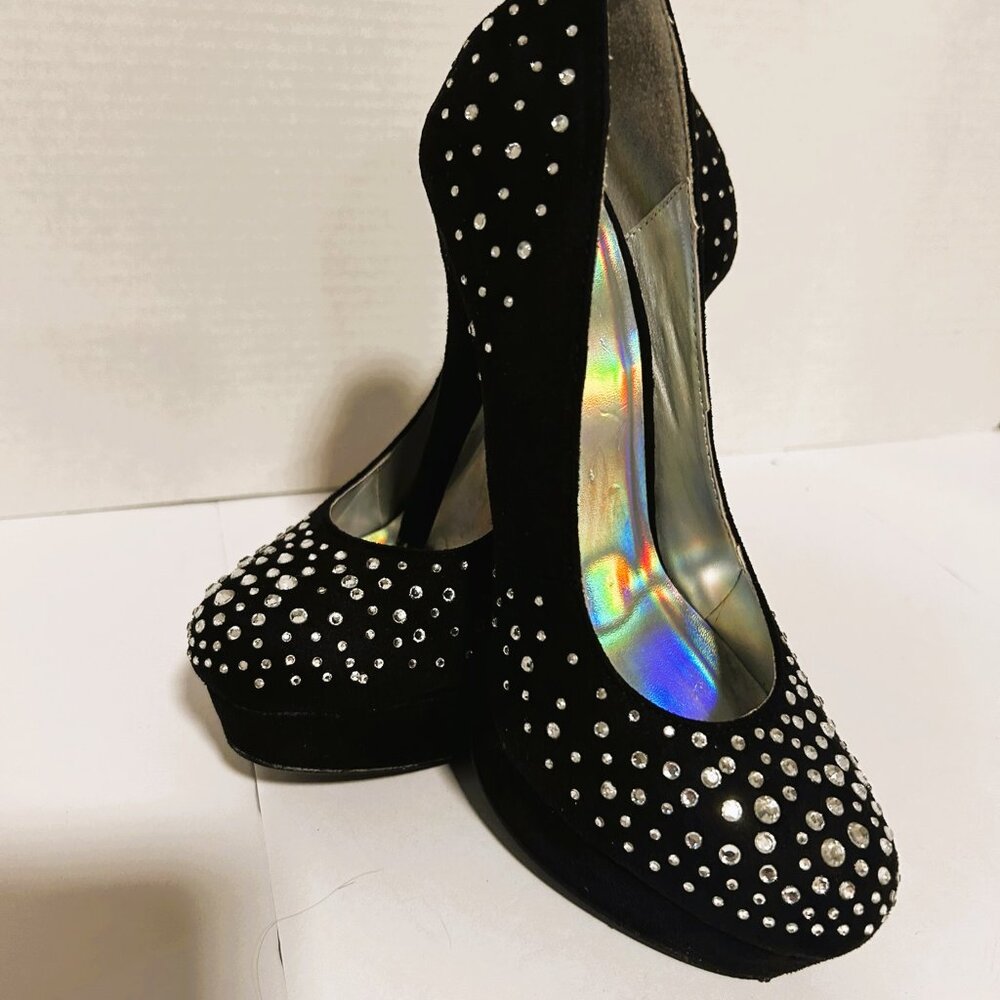 Lure-S by Delicious Black Y2K 1-1/2"  Platform Heel 5-1/2 High Rounded toe
